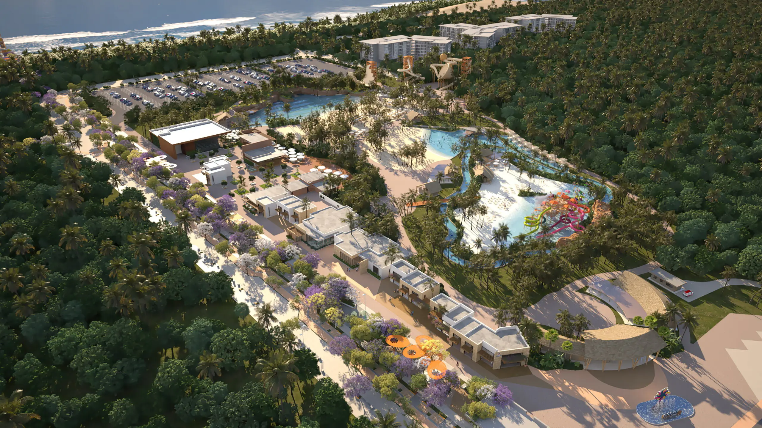 Vista aérea da revitalização planejada do Itororó Park Club.